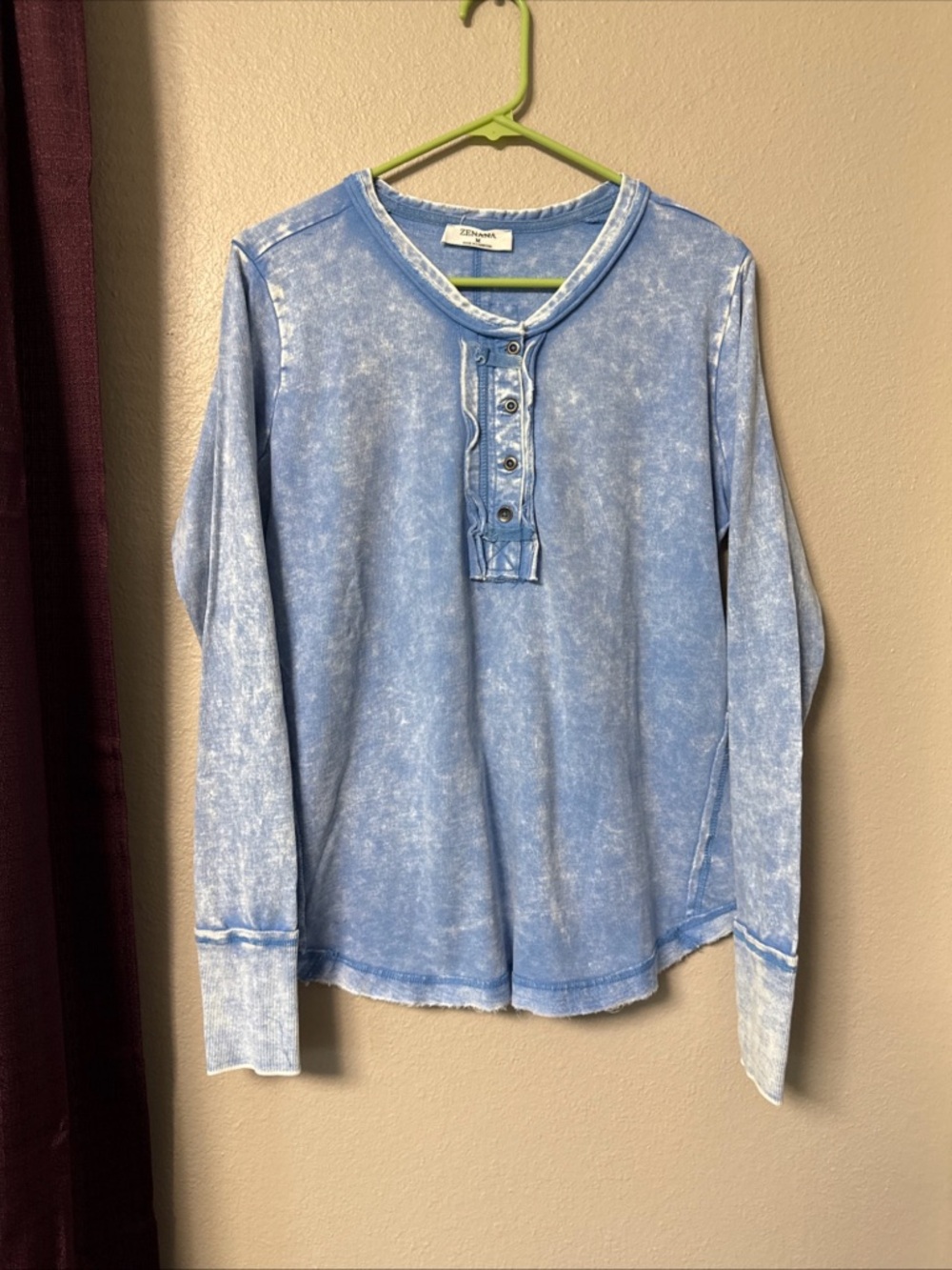 #726 Zenana Women’s Sky Blue Long Sleeve Jersey Size Medium